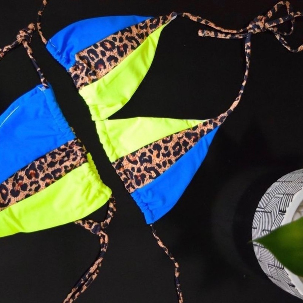 Blue & Green Leopard Bikini